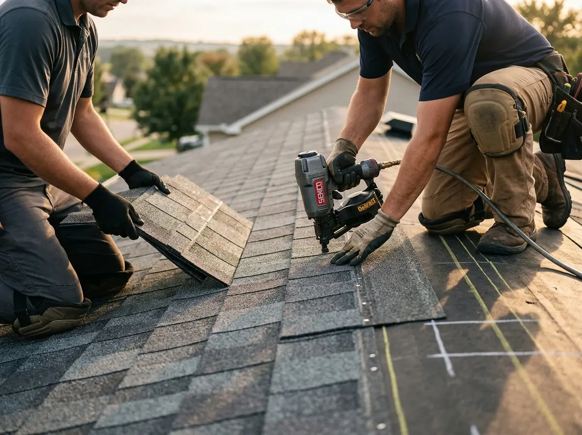 Professional roofer working on a residential roof in Lock Haven